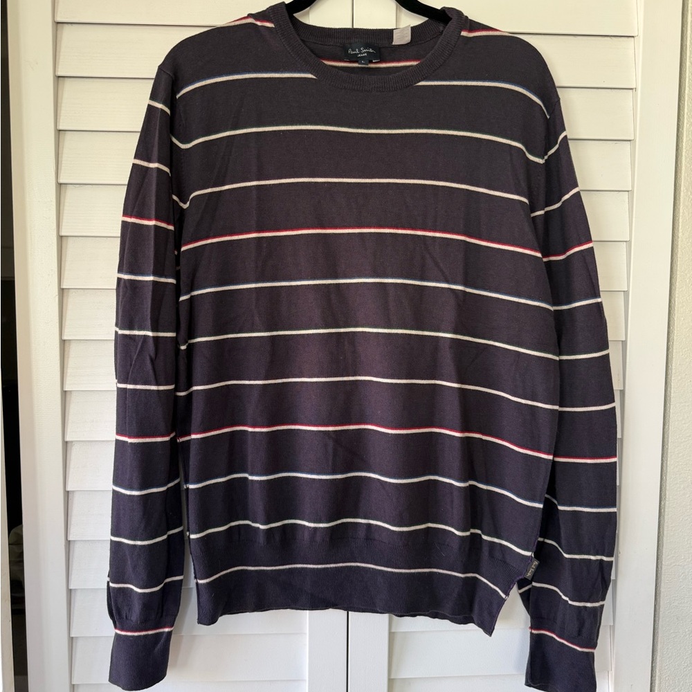 Paul Smith Men's Crewneck Sweater - Gray, Blue, and Pink